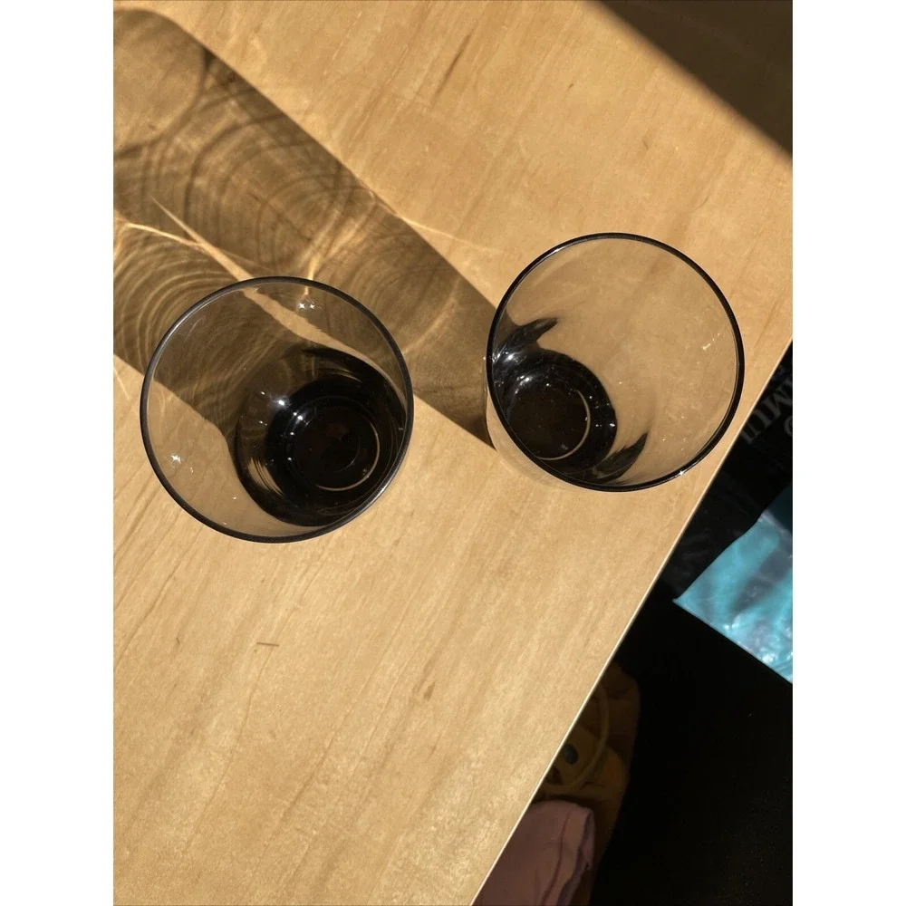 Libbey Vintage Glassware Smokey Set Of 2 Cursive 